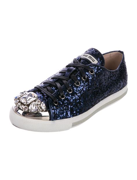 Miu Miu Glitter Printed Sneakers 